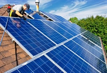 Solar panel installation on a home in Exmouth, Devon
